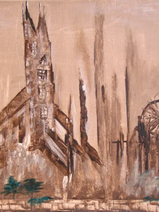 Step into the haunting remnants of history with this striking acrylic painting of Chernobyl, a poignant portrayal of a place forever marked by its past. The artwork captures the eerie beauty of the abandoned landscapes, where nature slowly reclaims the structures left behind. With a palette of muted grays and vivid greens, the piece juxtaposes the desolation of human-made structures against the resilience of the natural world. Through bold brushstrokes and meticulous detail, the artist evokes a sense of mystery and contemplation, inviting viewers to reflect on the impact of humanity on the environment. The painting features iconic elements of the Chernobyl disaster, yet it also celebrates the quiet persistence of life, showcasing overgrown vegetation and wildlife that have thrived in the absence of human presence. This artwork is perfect for those who appreciate both the historical significance and the beauty in decay. Display it in your home, office, or gallery to spark discussions about environmentalism, history, and the bonds between nature and humanity. The Chernobyl Acrylic Painting is not merely a visual experience—it's an evocative journey into the past and a reminder of the importance of preserving our planet.