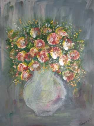 Happiness Acrylic, Gouache Flower Painting